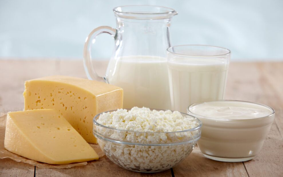 Milchprodukte im Menü eines Mannes, um die Stromversorgung zu stärken